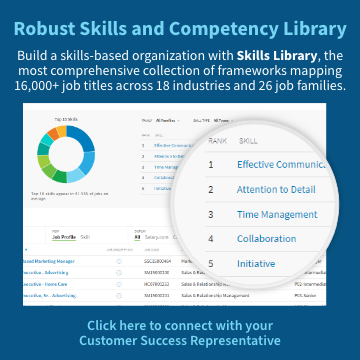 Click to learn more about the Skills and Competency Library - mapping 16,000+ job titles across 18 industries and 26 job families